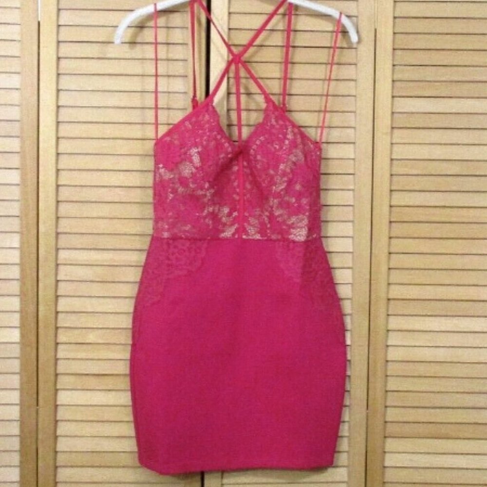 The Room By Ark & Co Pink Strappy Lace Bodycon Dress S - Picture 6 of 11